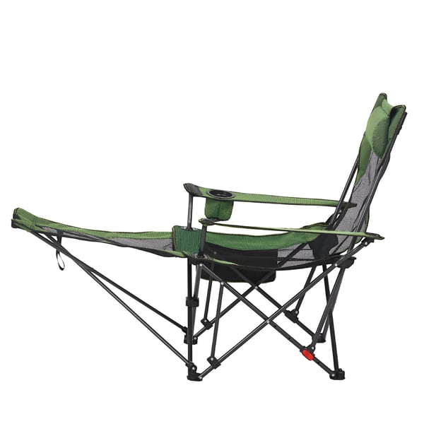 Liggestol til camping, 133/166x55x40 cm, Grøn, Sammenklappelig