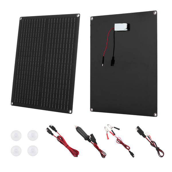 Aurinkopaneeli akkulaturi, 30W 12V, 46x39,5x2,5 cm, musta, vedenpitävä Aurinkopaneeli akkulaturi, 30W 12V, 46x39,5x2,5 cm, musta, vedenpitävä