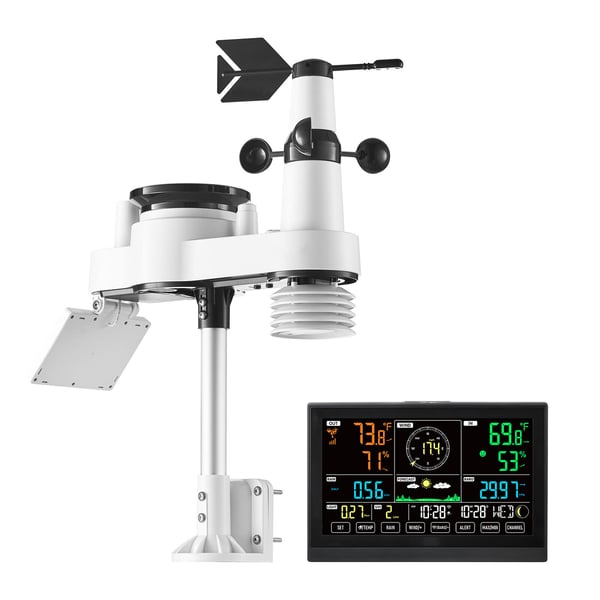 Väderstation, 7-i-1 Wi-Fi med app, 19x7,5 cm display, solcellsdriven