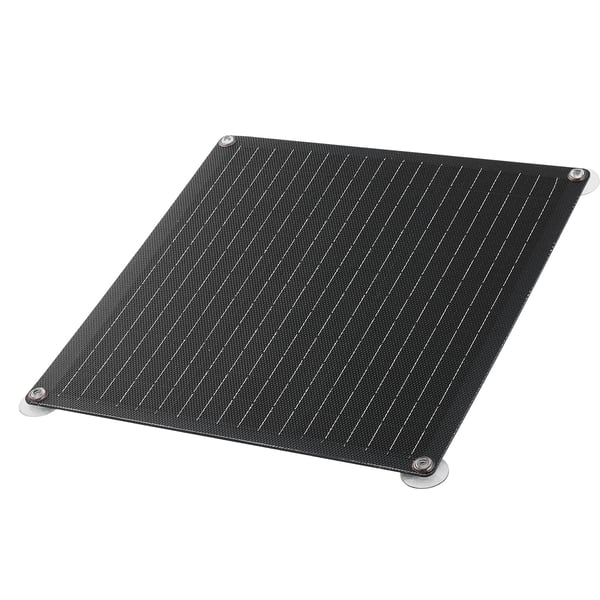 Solcellepanel batterioplader, 20W 12V, 36x35x2.5 cm, Sort, vandtæt