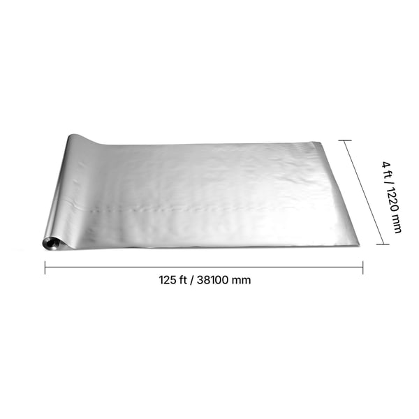 Reflekterande isoleringsrulle, 38.1x1.22 m, silver, aluminiumfolie värmeisolering