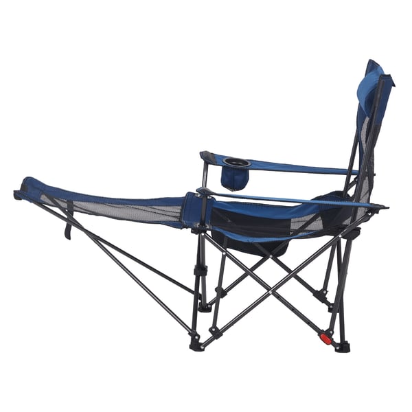 Liggestol til camping, 133/166x55x40 cm, Blå, Sammenklappelig