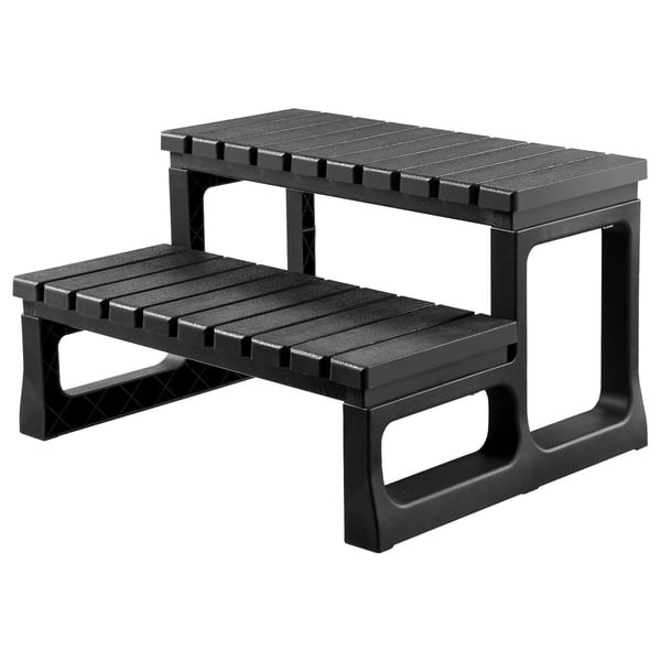 Spatrin, 2-trins udendørs spa-trappe 61x53,5x36,5 cm, Sort, PP
