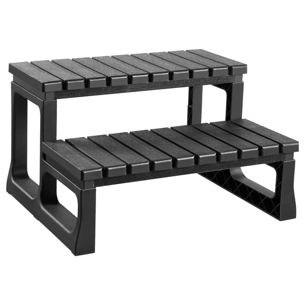 Spatrin, 2-trins udendørs spa-trappe 61x53,5x36,5 cm, Sort, PP