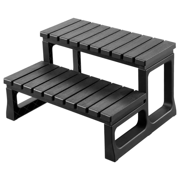 Spatrin, 2-trins udendørs spa-trappe 61x53,5x36,5 cm, Sort, PP