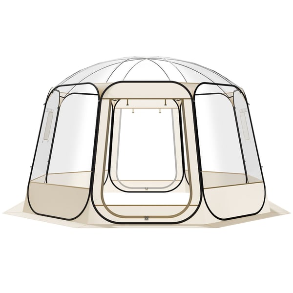 Bubble Telt, 336x345x220 cm, Klar Beige, Udendørs Kuppel Shelter