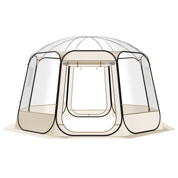 Bubble Telt, 336x345x220 cm, Klar Beige, Udendørs Kuppel Shelter