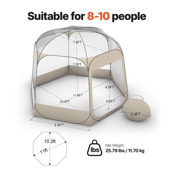 Bubble Tält, 3,36x3,05x2,2 m, Klar Beige, Utomhusskydd