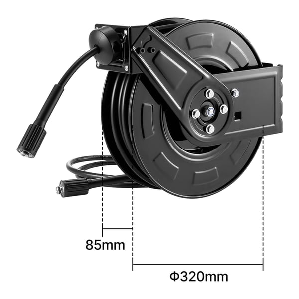 Slangvinda för högtryckstvätt, 18,3x0,64 cm, stål, indragbar, extra robust