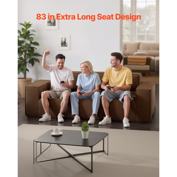 Soffa, 2110 mm Modern Manchestersoffa, 97x211x73 cm, Brun