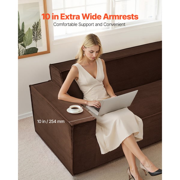 Soffa, 2110 mm Modern Manchestersoffa, 97x211x73 cm, Brun