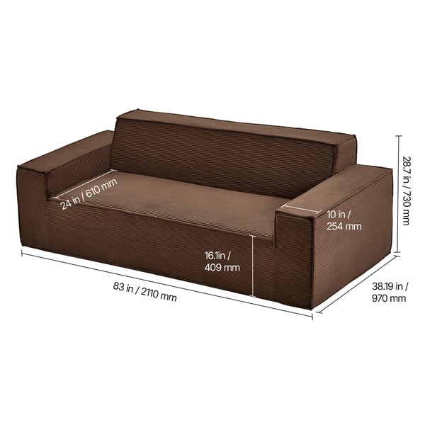 Soffa, 2110 mm Modern Manchestersoffa, 97x211x73 cm, Brun