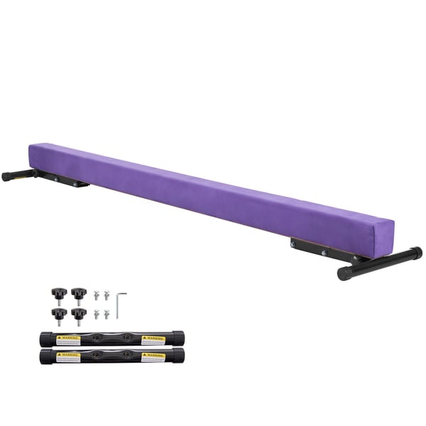 Voimistelun tasapainopalkki, 245x43x18 cm, violetti, säädettävä korkeus