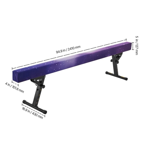Gymnastik Balancebom, 245x43x18 cm, Galaxy, Justerbar Højde