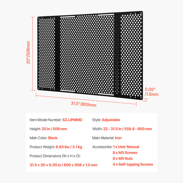 Oven suojaverkko, 80x50.8x2.4 cm, musta, rauta