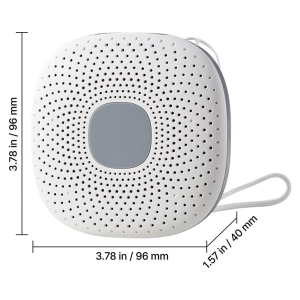 Lydmaskine, 21 beroligende søvnlyde, 9,6x9,6x4 cm, hvid, søvnassistent