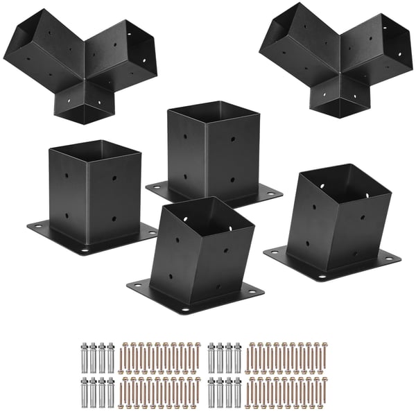 Pergola-sarja, 3-tie viistot kiinnikkeet 92x92 mm puupalkkeihin, musta, teräs Pergola-sarja, 3-tie viistot kiinnikkeet 92x92 mm puupalkkeihin, musta, teräs
