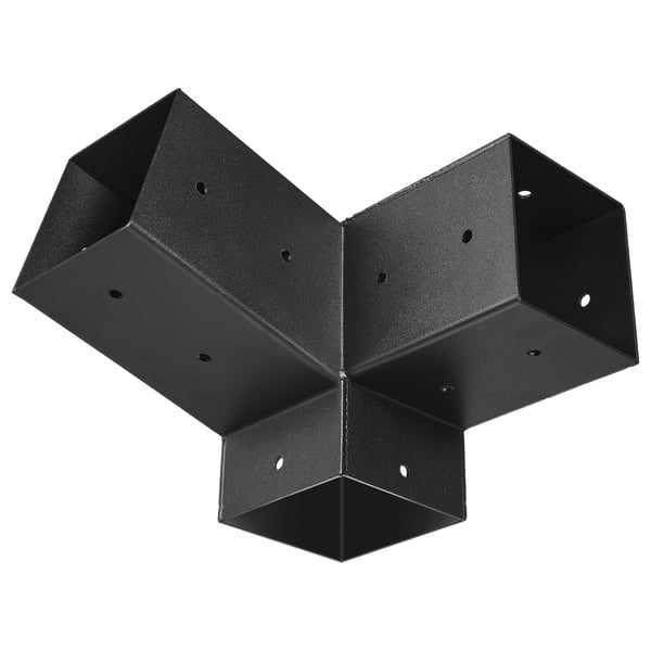 Pergola-kit, 3-vägs snedställda beslag för 92x92 mm träbalkar, svart, stål