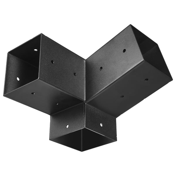 Pergola-kit, 3-vägs snedställda beslag för 92x92 mm träbalkar, svart, stål