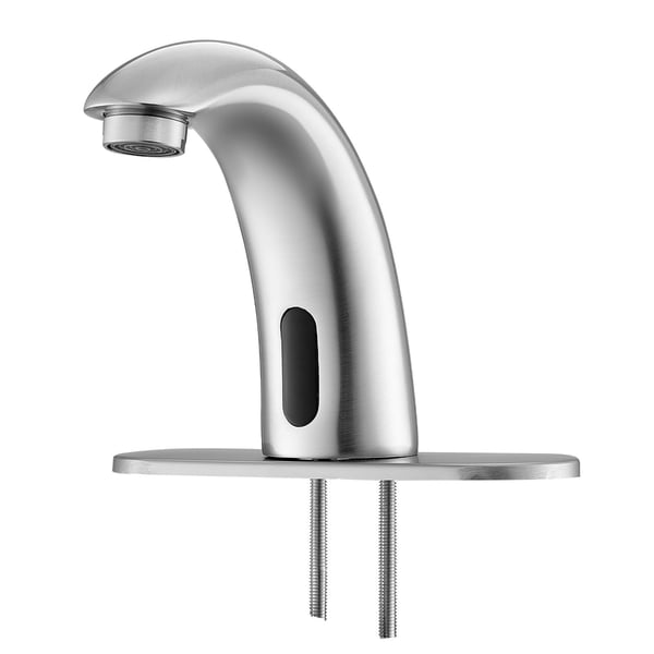 Badrumstvättställsblandare, Beröringsfri automatisk rörelsesensor, 16x4.5x12.5 cm, Silver, Mässing