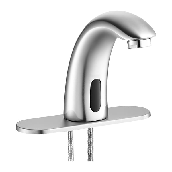 Badrumstvättställsblandare, Beröringsfri automatisk rörelsesensor, 16x4.5x12.5 cm, Silver, Mässing