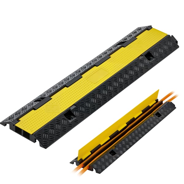 Kabelbeskytter rampe, 32x31 mm, sort gul, kraftig gummi
