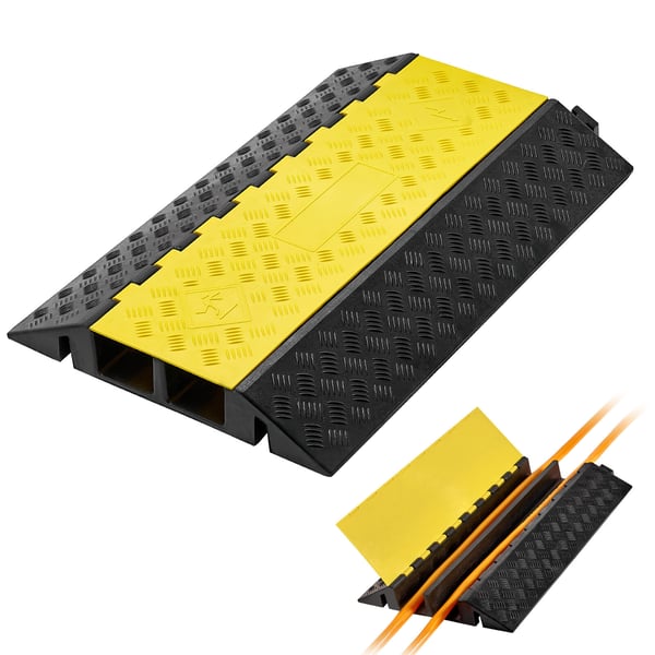 Kabelbeskytter rampe, 100x75 mm, sort gul, kraftig gummi