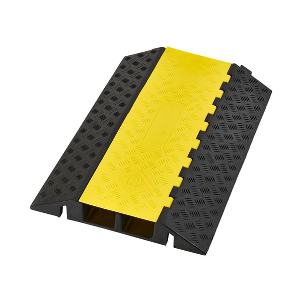 Kabelbeskytter rampe, 100x75 mm, sort gul, kraftig gummi