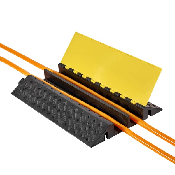 Kabelbeskytter rampe, 100x75 mm, sort gul, kraftig gummi