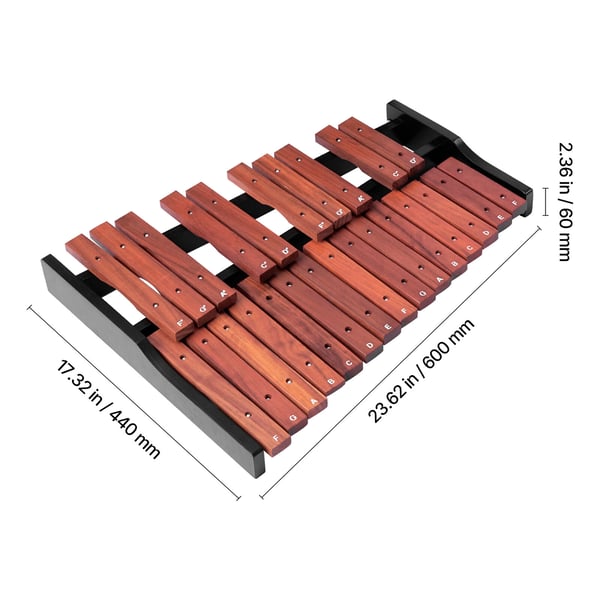 Glockenspiel xylofon, 25 toner, brun, træslaginstrument