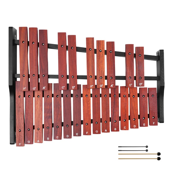 Glockenspiel xylofon, 25 toner, brun, træslaginstrument