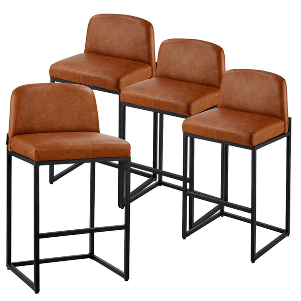 Barstolsæt, 49,5x46x92,5 cm, Brun, PU-læder, Metal
