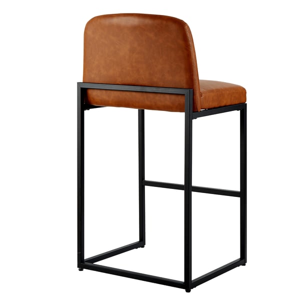Barstolsæt, 49,5x46x92,5 cm, Brun, PU-læder, Metal