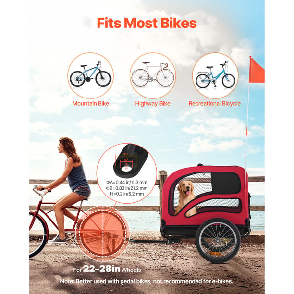 Hundecykeltrailer, 135x72x84 cm, Sammenklappelig