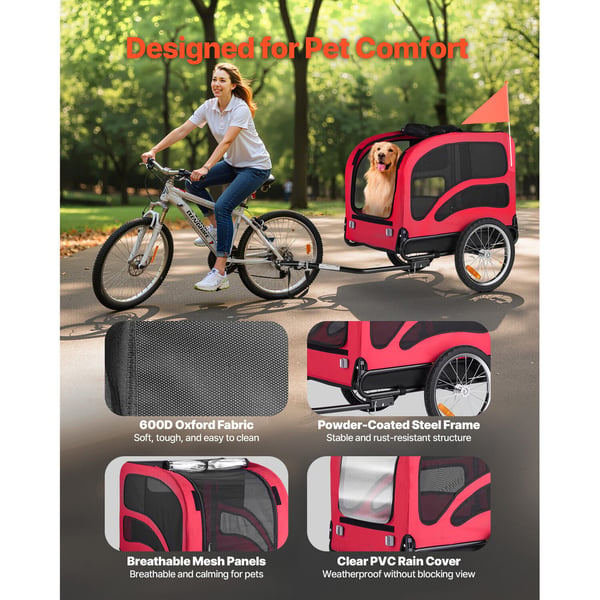 Hundecykeltrailer, 135x72x84 cm, Sammenklappelig