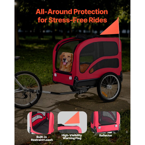 Hundecykeltrailer, 135x72x84 cm, Sammenklappelig