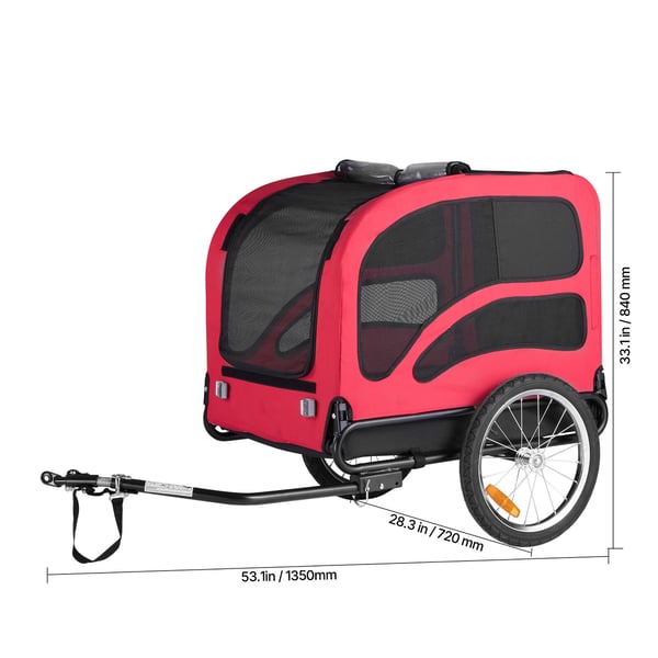 Hundecykeltrailer, 135x72x84 cm, Sammenklappelig