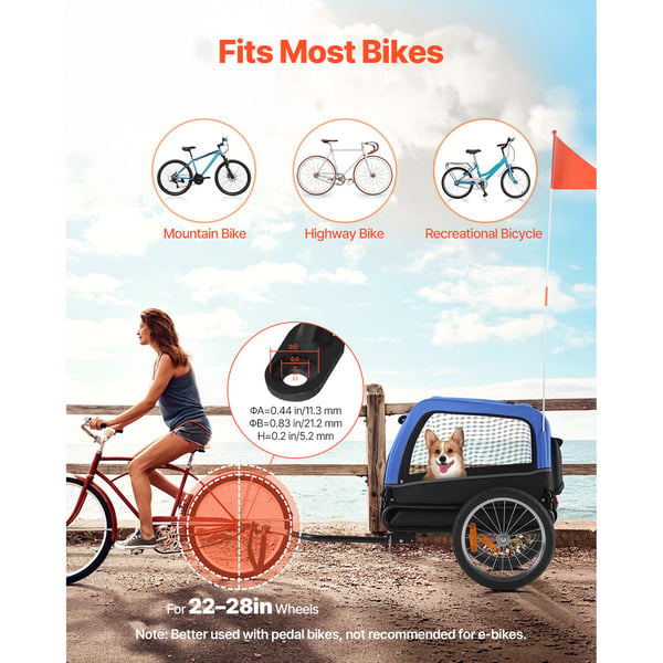 Hundecykeltrailer, 126x60,5x74 cm, sammenklappelig