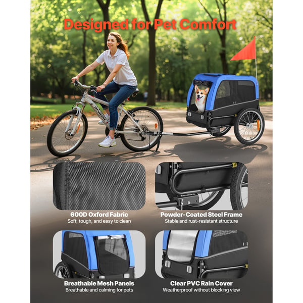 Hundecykeltrailer, 126x60,5x74 cm, sammenklappelig