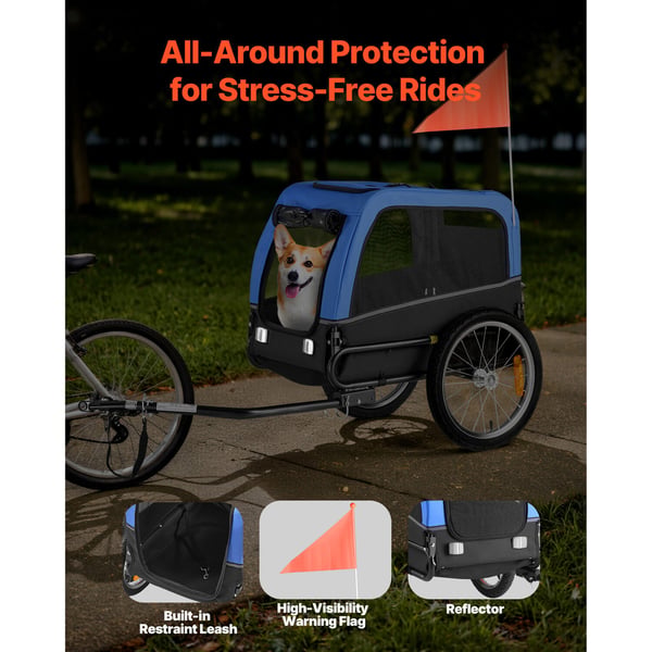 Hundecykeltrailer, 126x60,5x74 cm, sammenklappelig