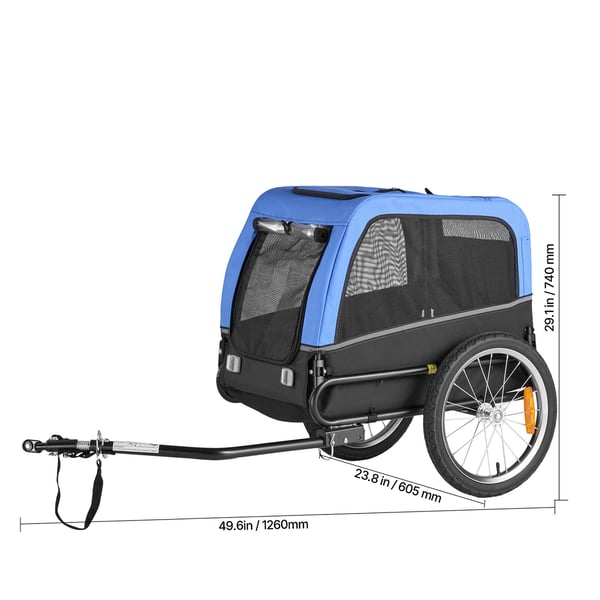 Hundecykeltrailer, 126x60,5x74 cm, sammenklappelig