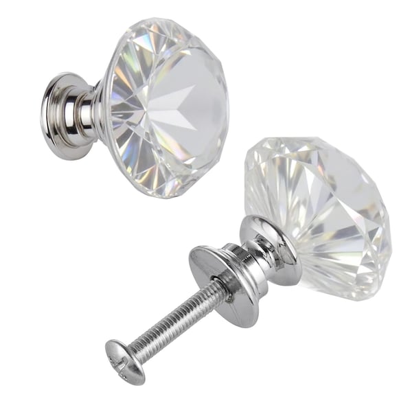 Skåpknoppar 12-pack 31x28 mm Transparent Silver Akryl Zinklegering