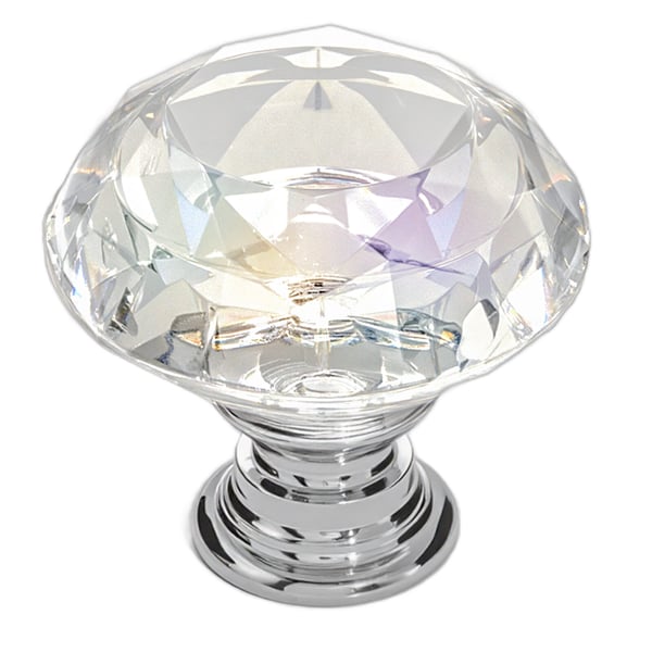 Skåpknoppar 12-pack 31x28 mm Transparent Silver Akryl Zinklegering