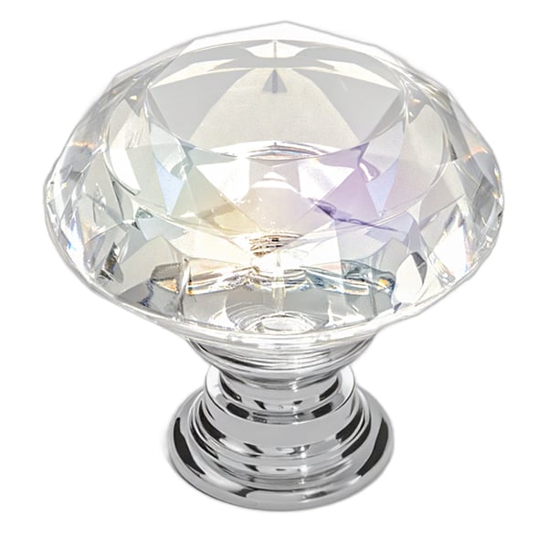 Skåpknoppar 12-pack 31x28 mm Transparent Silver Akryl Zinklegering