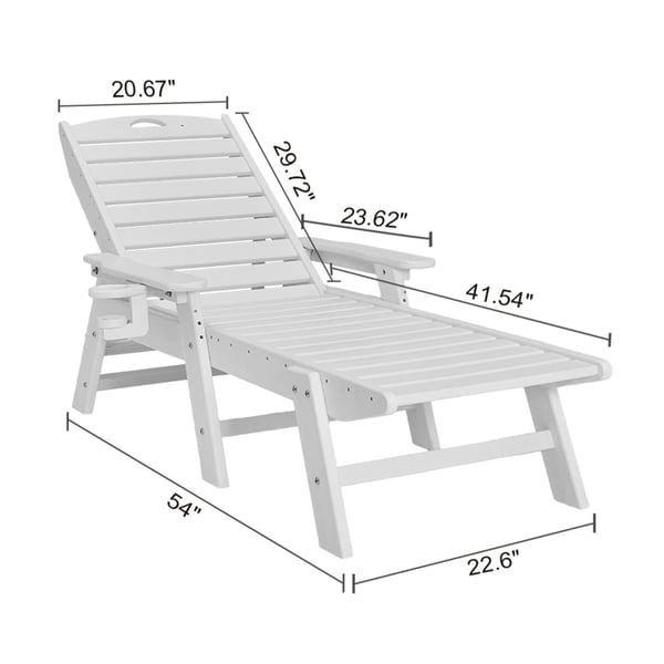 Solstol 183x72,5x93 cm Vit HDPE Justerbar Utomhus