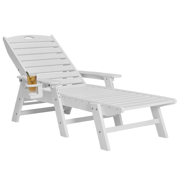 Solstol 183x72,5x93 cm Vit HDPE Justerbar Utomhus