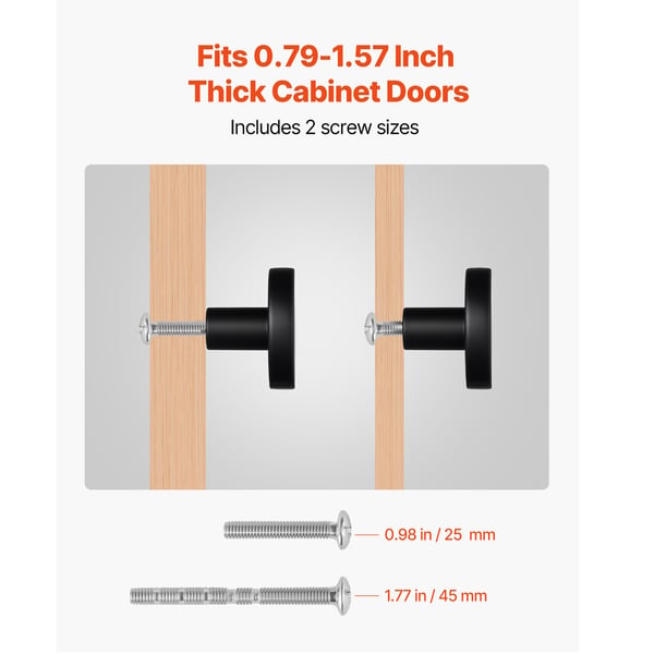 Skåpknoppar, 10-pack, 3,2x2,3 cm, Svart, Zinklegering