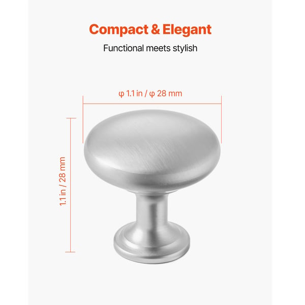Skåpknoppar 25-pack 28x28 mm nickel zinklegering