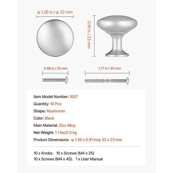Skåpknoppar 25-pack 28x28 mm nickel zinklegering