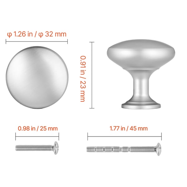 Skåpknoppar 25-pack 28x28 mm nickel zinklegering